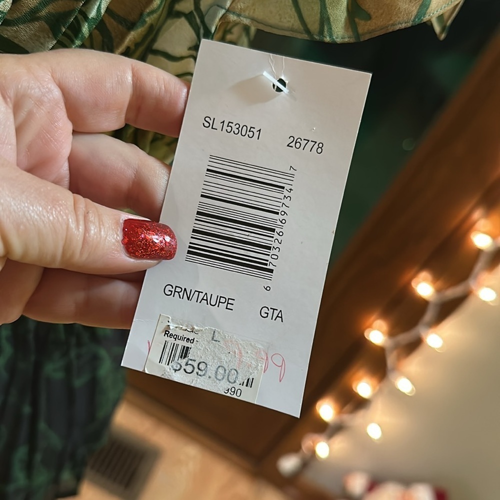 Sunny Leigh Green and Yellow Leaf Print Blouse - Picture 6 of 8